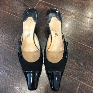 Chanel Vintage Black Heeled Mules